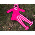 2015 new baby girls dress PINK/hot pink and pant outfits boutique outfits stripe dress pant set with matching stripe scarf